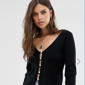 Fashion Union Button Front Cardigan pearl buttons